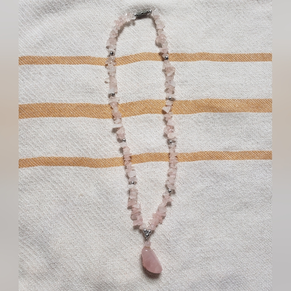 Rose Quartz Gemstone Necklace Pink